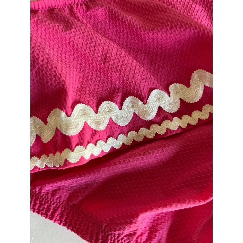 NWT J Crew Pink White Ric Rac Ruffle One Shoulder Bikini Top Sz Small - Picture 5 of 9